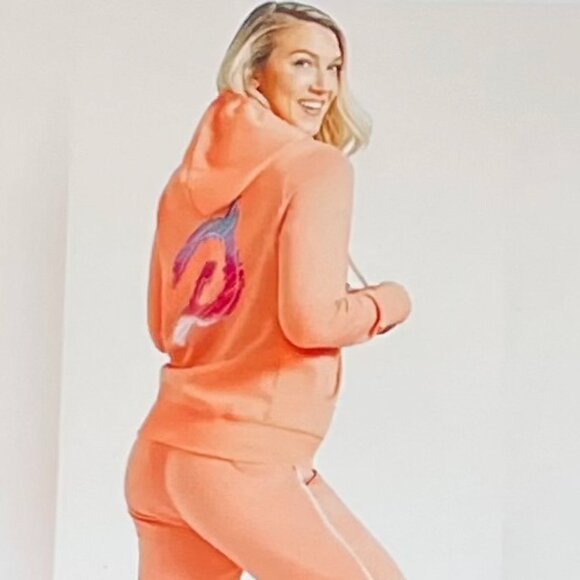 Peloton Lightweight Full Zip Hoodie in Peach/Orange (S) New With Tags - Picture 2 of 7